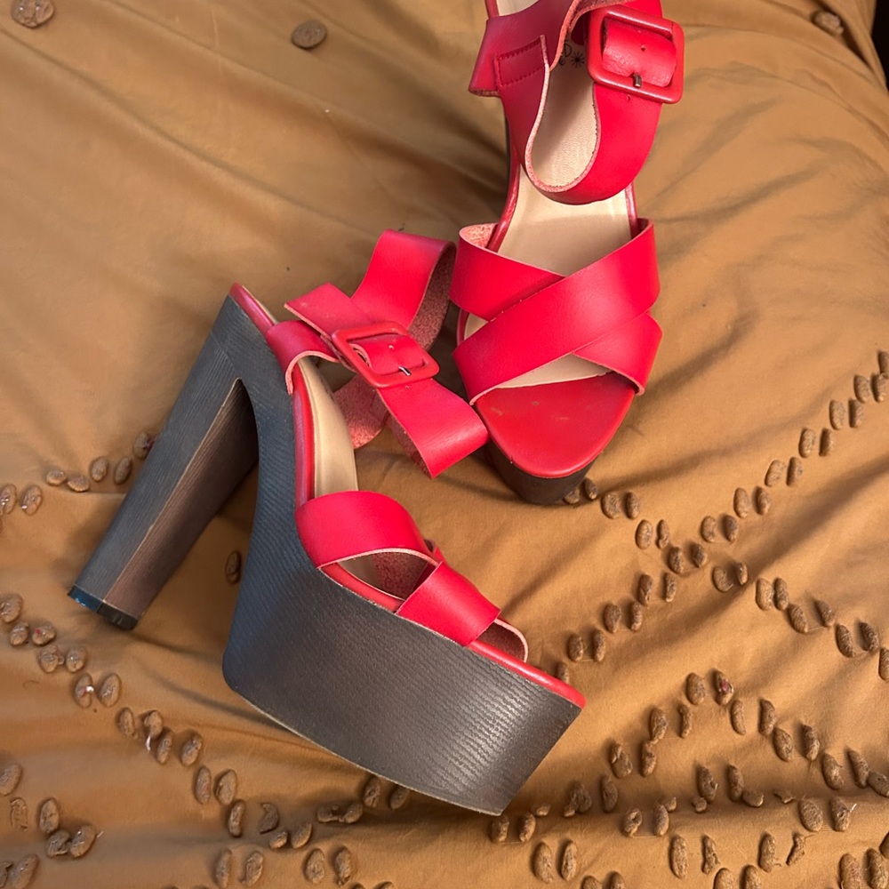 Red Platform Heels